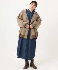 OLJKA01189 eur3(エウルキューブ) 【大きいサイズ】バイカラーフーディーブルゾン ベージュ(82)