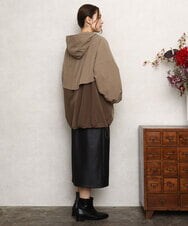 OLJKA01189 eur3(エウルキューブ) 【大きいサイズ】バイカラーフーディーブルゾン ベージュ(82)