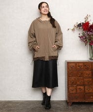 OLJKA01189 eur3(エウルキューブ) 【大きいサイズ】バイカラーフーディーブルゾン ベージュ(82)