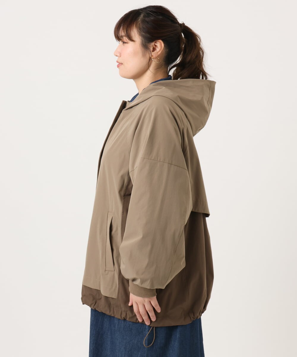 OLJKA01189 eur3(エウルキューブ) 【大きいサイズ】バイカラーフーディーブルゾン ベージュ(82)