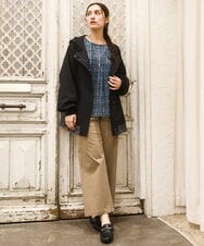OLJKA01189 eur3(エウルキューブ) 【大きいサイズ】バイカラーフーディーブルゾン ブラック(94)