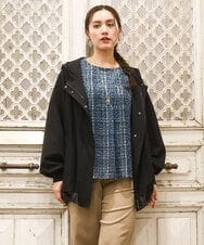 OLJKA01189 eur3(エウルキューブ) 【大きいサイズ】バイカラーフーディーブルゾン ブラック(94)