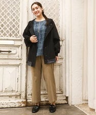 OLJKA01189 eur3(エウルキューブ) 【大きいサイズ】バイカラーフーディーブルゾン ブラック(94)