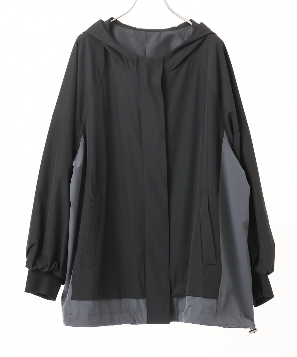 OLJKA01189 eur3(エウルキューブ) 【大きいサイズ】バイカラーフーディーブルゾン ブラック(94)