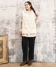 OLJKA02239 eur3(エウルキューブ) 【大きいサイズ】フーディー風ダウンベスト アイボリー(80)