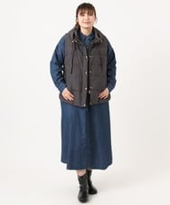 OLJKA02239 eur3(エウルキューブ) 【大きいサイズ】フーディー風ダウンベスト ダークグレー(93)