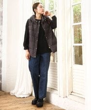 OLJKA02239 eur3(エウルキューブ) 【大きいサイズ】フーディー風ダウンベスト ダークグレー(93)