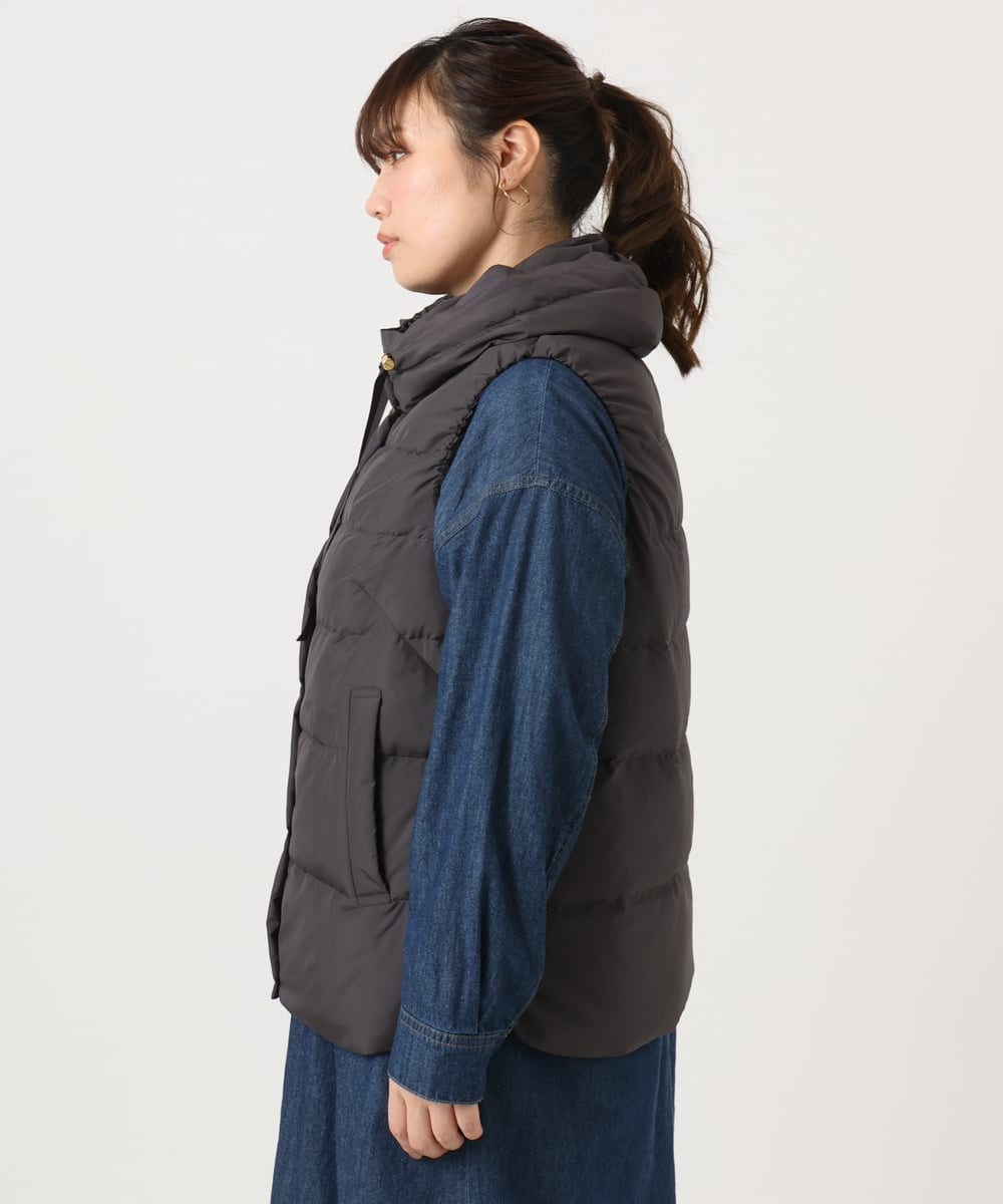 OLJKA02239 eur3(エウルキューブ) 【大きいサイズ】フーディー風ダウンベスト ダークグレー(93)