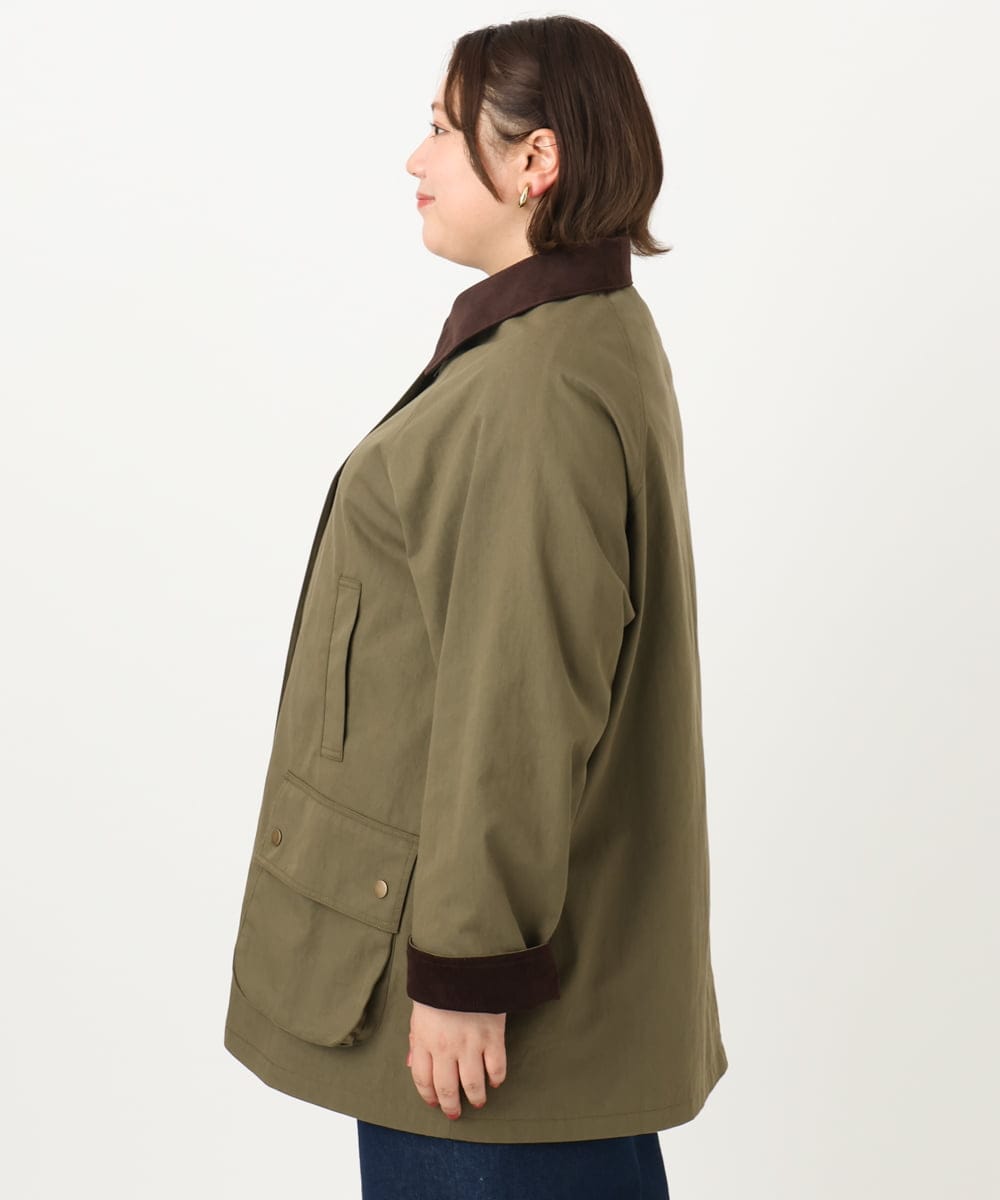 OLJKA05199 eur3(エウルキューブ) 【大きいサイズ】ステンカラーワークジャケット カーキ(36)