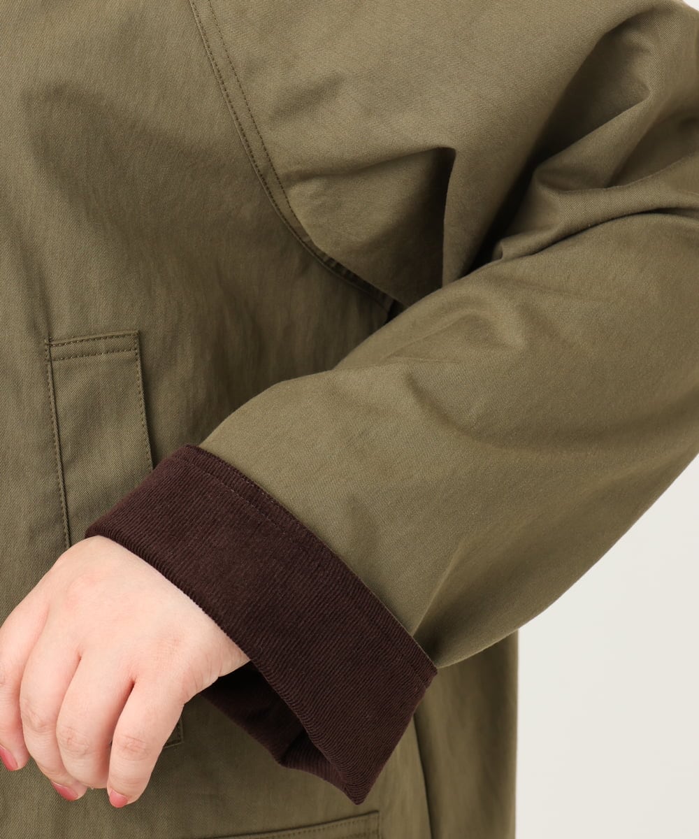 OLJKA05199 eur3(エウルキューブ) 【大きいサイズ】ステンカラーワークジャケット カーキ(36)