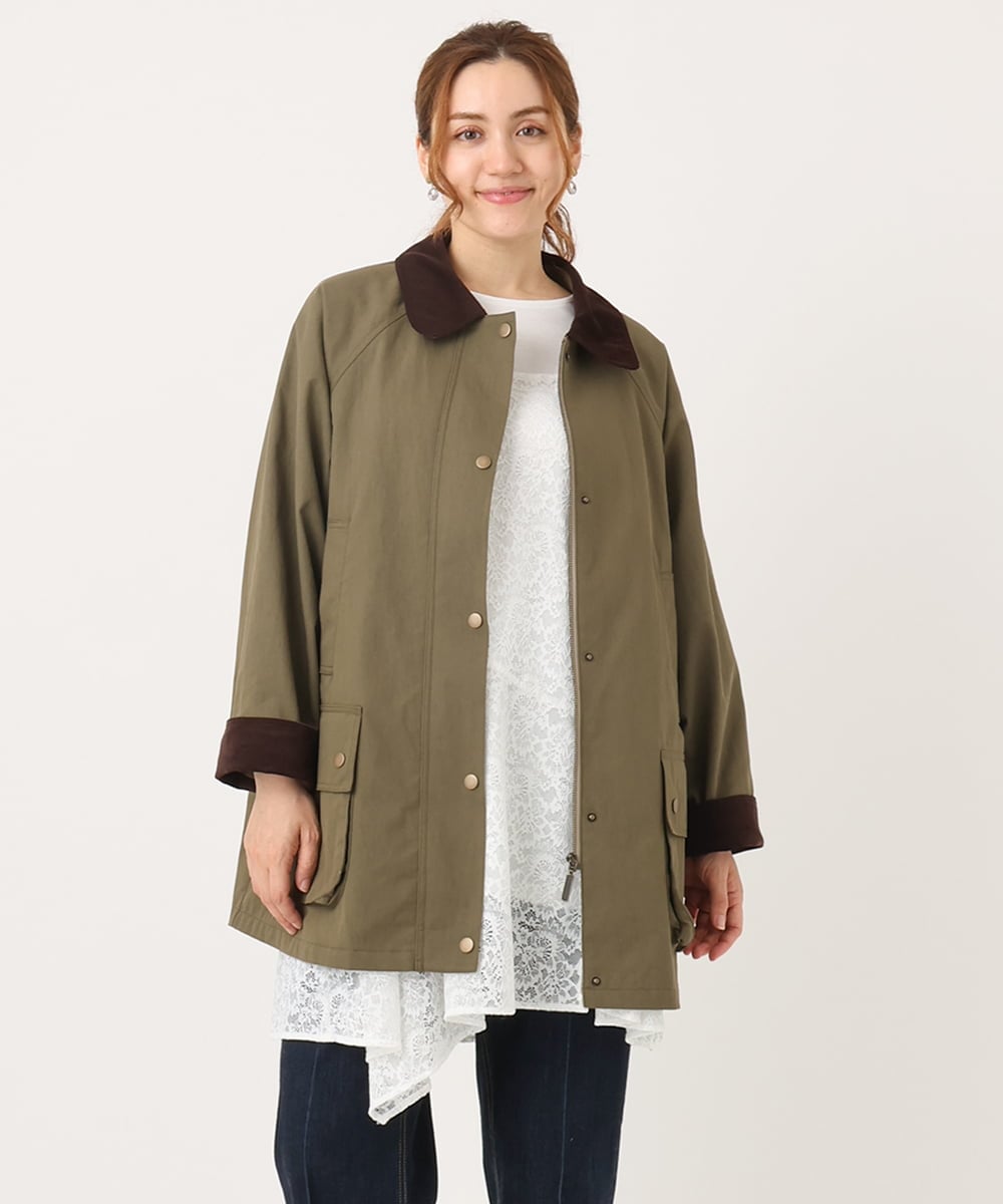 OLJKA05199 eur3(エウルキューブ) 【大きいサイズ】ステンカラーワークジャケット カーキ(36)