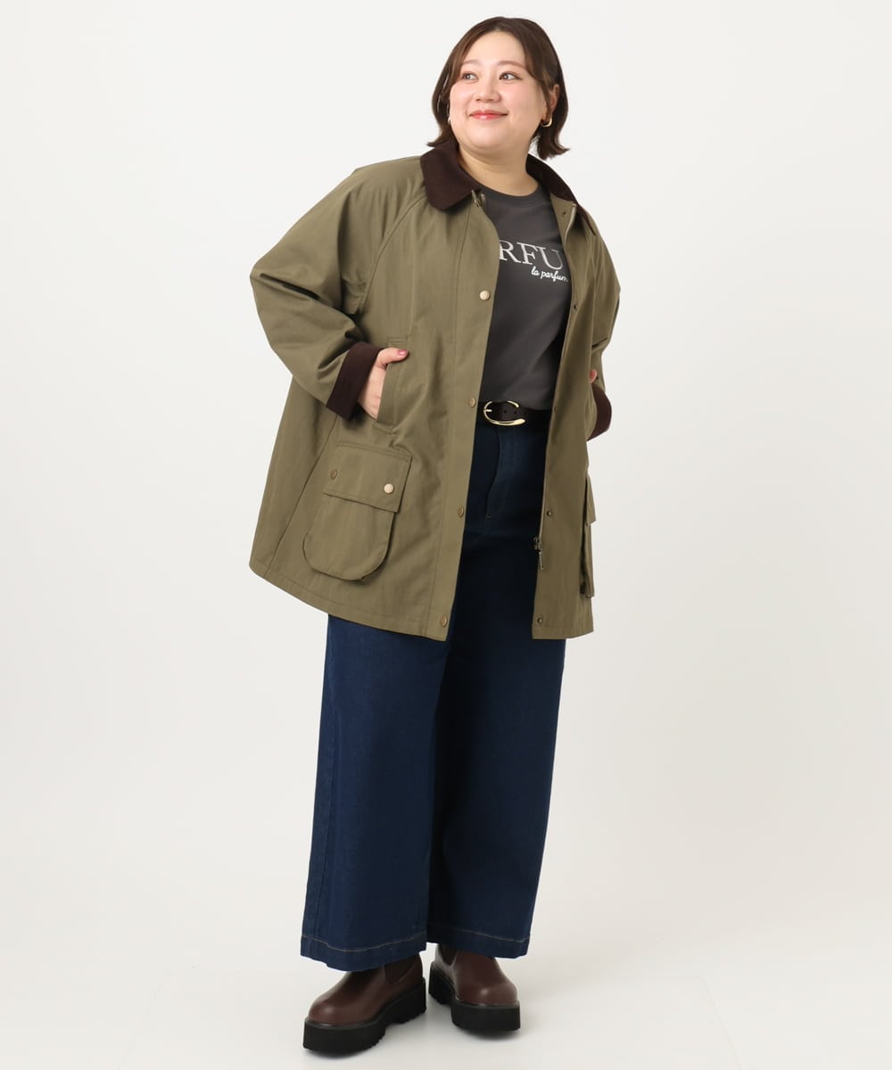 OLJKA05199 eur3(エウルキューブ) 【大きいサイズ】ステンカラーワークジャケット カーキ(36)