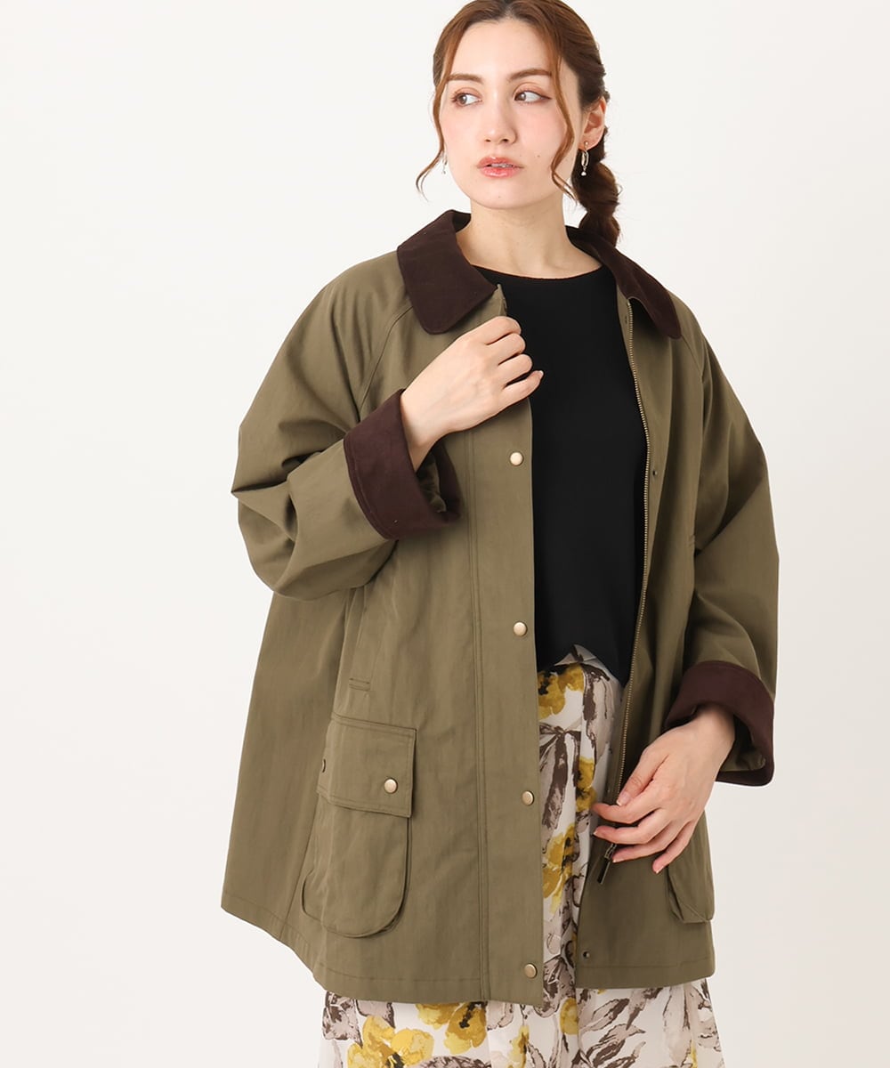 OLJKA05199 eur3(エウルキューブ) 【大きいサイズ】ステンカラーワークジャケット カーキ(36)
