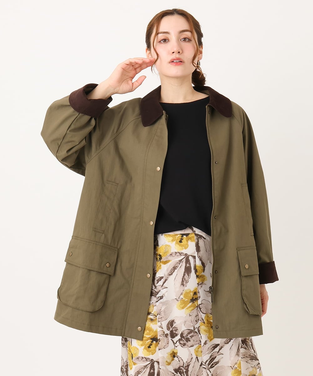 OLJKA05199 eur3(エウルキューブ) 【大きいサイズ】ステンカラーワークジャケット カーキ(36)