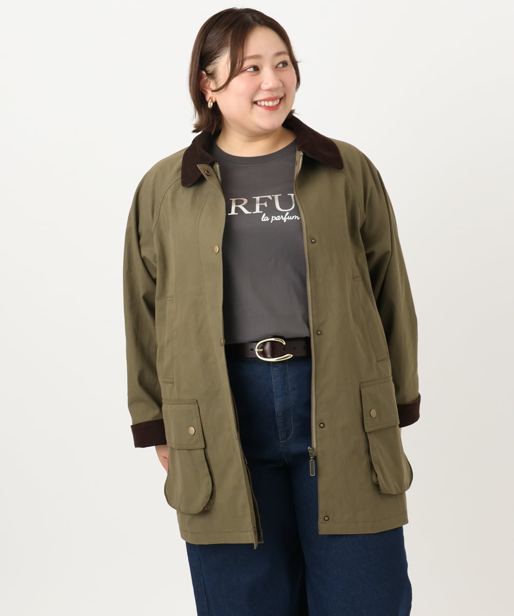 OLJKA05199 eur3(エウルキューブ) 【大きいサイズ】ステンカラーワークジャケット カーキ(36)