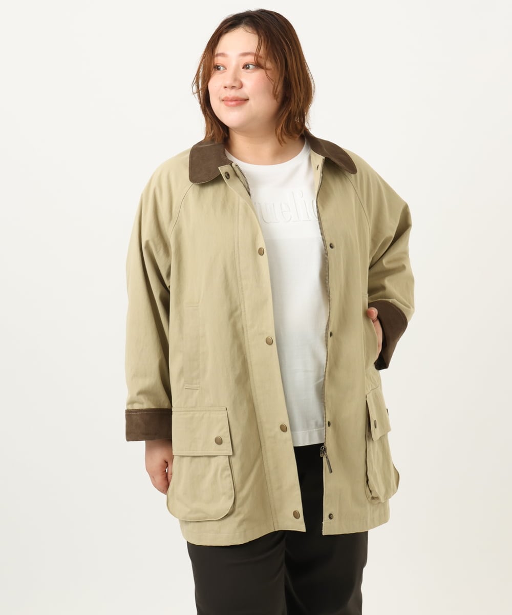 OLJKA05199 eur3(エウルキューブ) 【大きいサイズ】ステンカラーワークジャケット ベージュ(82)