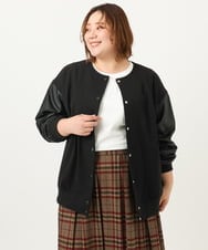 OLJKA06179 eur3(エウルキューブ) 【大きいサイズ】バーシティジャケット ブラック(94)