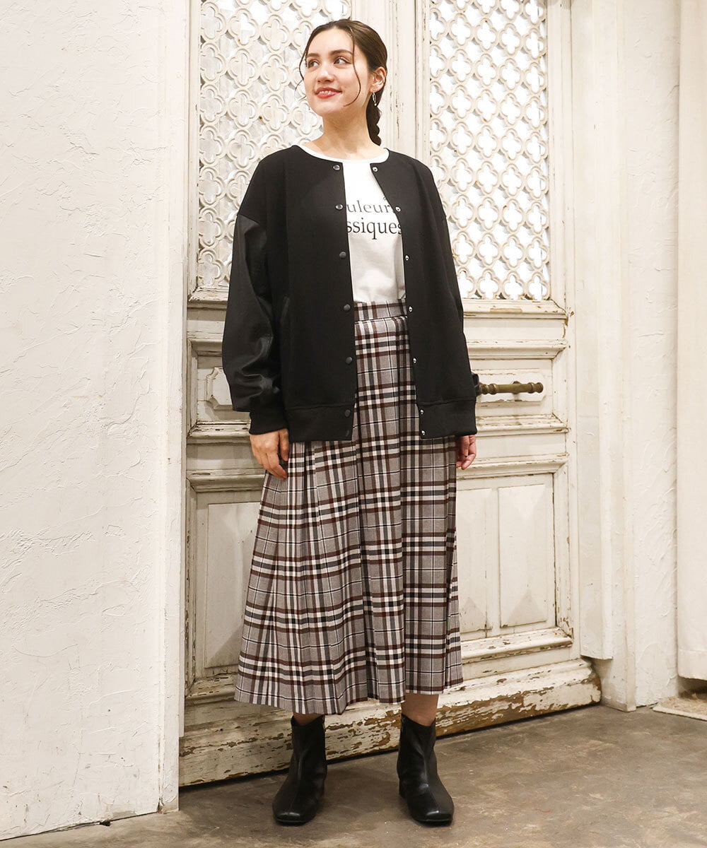 OLJKA06179 eur3(エウルキューブ) 【大きいサイズ】バーシティジャケット ブラック(94)
