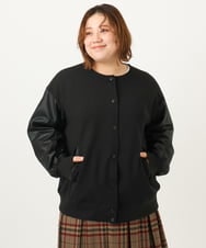 OLJKA06179 eur3(エウルキューブ) 【大きいサイズ】バーシティジャケット ブラック(94)