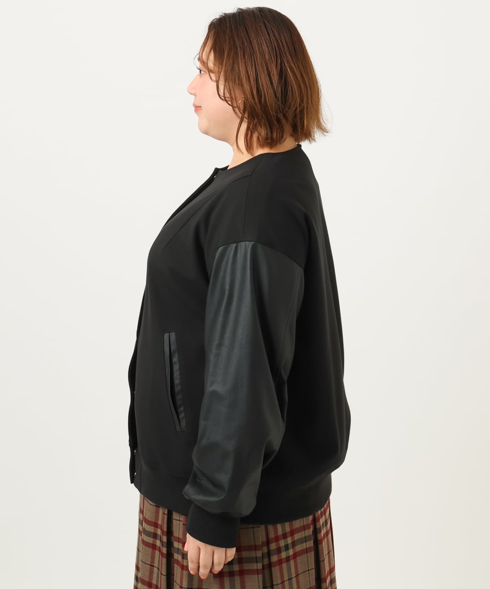 OLJKA06179 eur3(エウルキューブ) 【大きいサイズ】バーシティジャケット ブラック(94)
