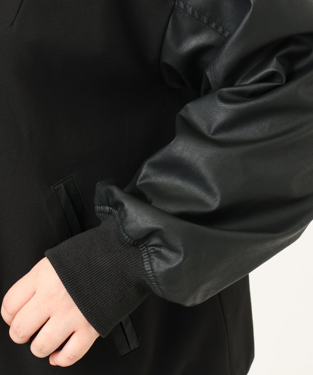 OLJKA06179 eur3(エウルキューブ) 【大きいサイズ】バーシティジャケット ブラック(94)
