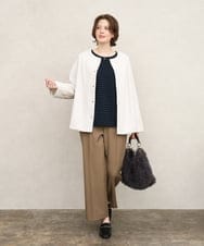 OLJKD02149 eur3(エウルキューブ) 【大きいサイズ】ノーカラーキルトコンビジャケット グレージュ