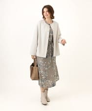 OLJKD02149 eur3(エウルキューブ) 【大きいサイズ】ノーカラーキルトコンビジャケット グレージュ