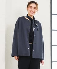 OLJKD02149 eur3(エウルキューブ) 【大きいサイズ】ノーカラーキルトコンビジャケット ダークグレー