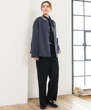 OLJKD02149 eur3(エウルキューブ) 【大きいサイズ】ノーカラーキルトコンビジャケット ダークグレー