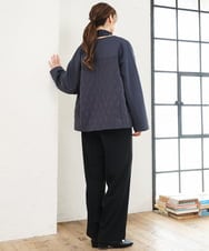 OLJKD02149 eur3(エウルキューブ) 【大きいサイズ】ノーカラーキルトコンビジャケット ダークグレー