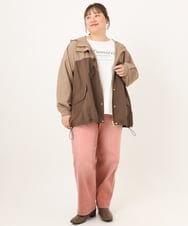 OLJKD07189 eur3(エウルキューブ) 【大きいサイズ/洗える】バイカラーマウンテンパーカー モカ