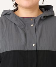 OLJKD07189 eur3(エウルキューブ) 【大きいサイズ/洗える】バイカラーマウンテンパーカー ブラック