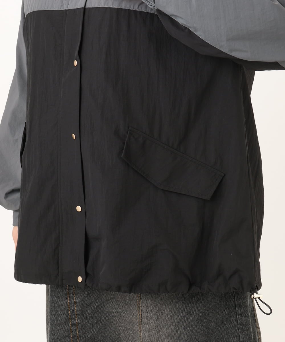 OLJKD07189 eur3(エウルキューブ) 【大きいサイズ/洗える】バイカラーマウンテンパーカー ブラック
