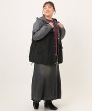 OLJKD07189 eur3(エウルキューブ) 【大きいサイズ/洗える】バイカラーマウンテンパーカー ブラック