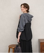 OLJKD07189 eur3(エウルキューブ) 【大きいサイズ/洗える】バイカラーマウンテンパーカー ブラック