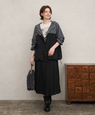 OLJKD07189 eur3(エウルキューブ) 【大きいサイズ/洗える】バイカラーマウンテンパーカー ブラック