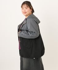 OLJKD07189 eur3(エウルキューブ) 【大きいサイズ/洗える】バイカラーマウンテンパーカー ブラック