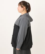 OLJKD07189 eur3(エウルキューブ) 【大きいサイズ/洗える】バイカラーマウンテンパーカー ブラック