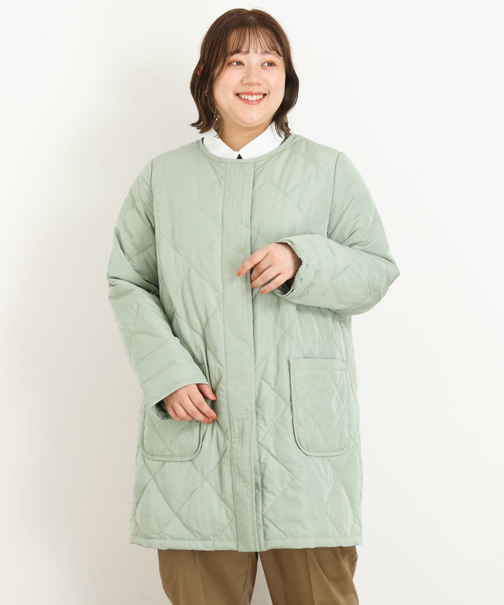OLJKP03160 eur3(エウルキューブ) 【大きいサイズ】ライトダウンロングコート ライトグリーン(30)