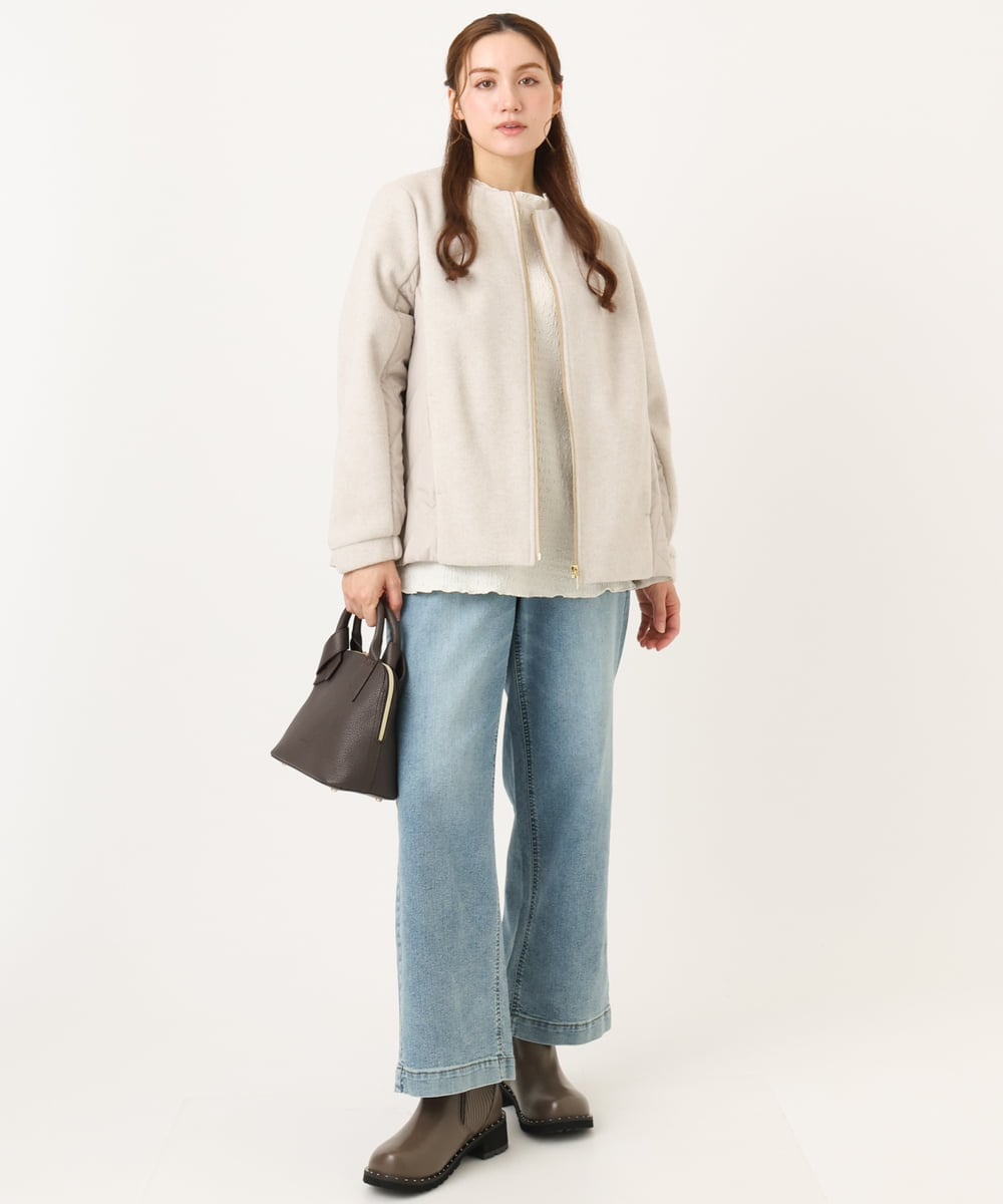 OLJLA07199 eur3(エウルキューブ) 【大きいサイズ】キルティングコンビブルゾン ベージュ(82)