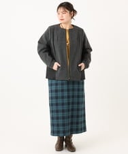 OLJLA07199 eur3(エウルキューブ) 【大きいサイズ】キルティングコンビブルゾン ダークグレー(93)