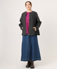 OLJLA07199 eur3(エウルキューブ) 【大きいサイズ】キルティングコンビブルゾン ダークグレー(93)
