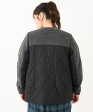 OLJLA07199 eur3(エウルキューブ) 【大きいサイズ】キルティングコンビブルゾン ダークグレー(93)