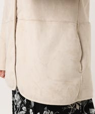 OLJLD05239 eur3(エウルキューブ) 【WEB先行販売】【大きいサイズ/リバーシブル】ノーカラーフェイクムートンコート グレージュ