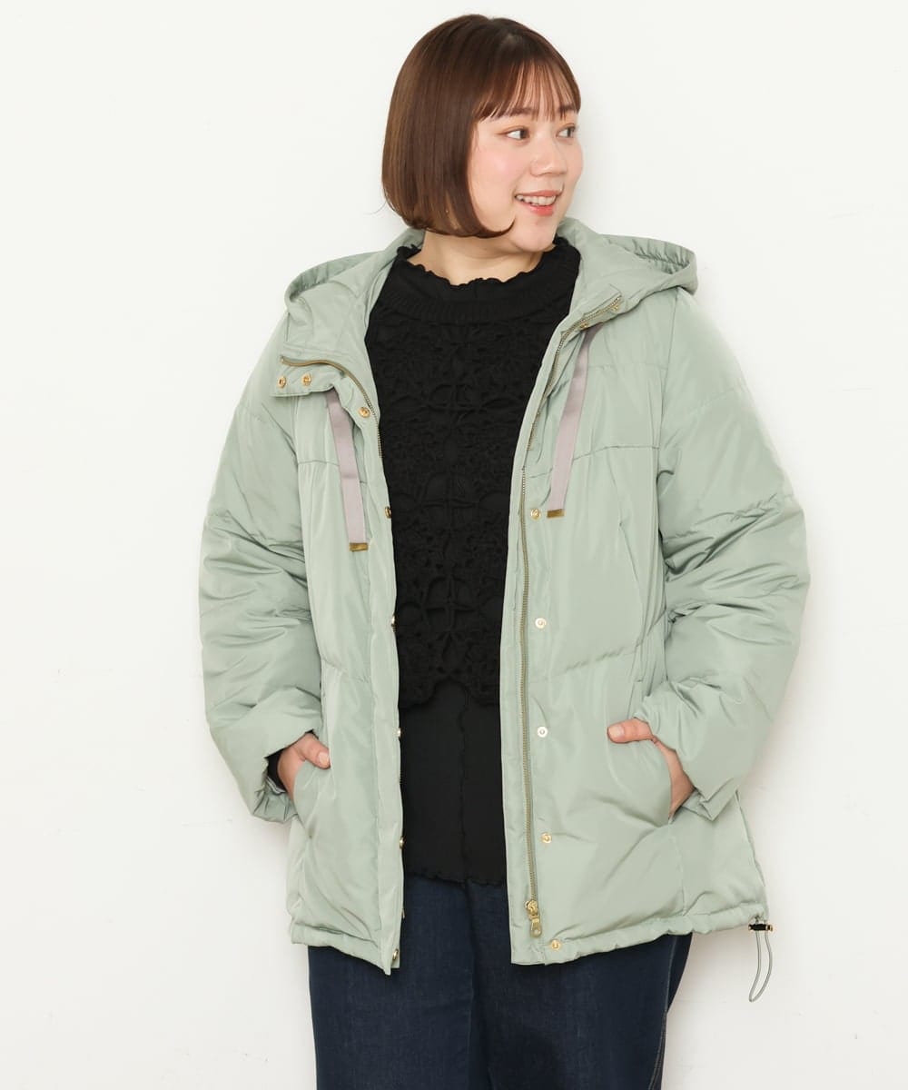 OLJLP04230 eur3(エウルキューブ) 【大きいサイズ】ショートダウンジャケット ライトグリーン(30)