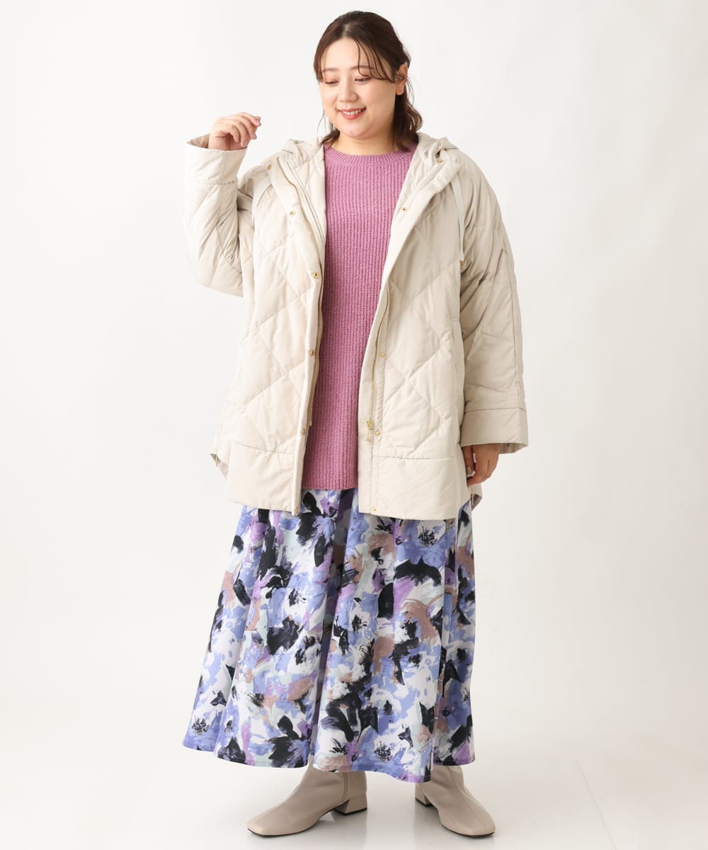 OLJLS02269 eur3(エウルキューブ) 【大きいサイズ】ライトダウンポンチョ アイボリー(80)