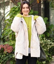 OLJLS02269 eur3(エウルキューブ) 【大きいサイズ】ライトダウンポンチョ アイボリー(80)