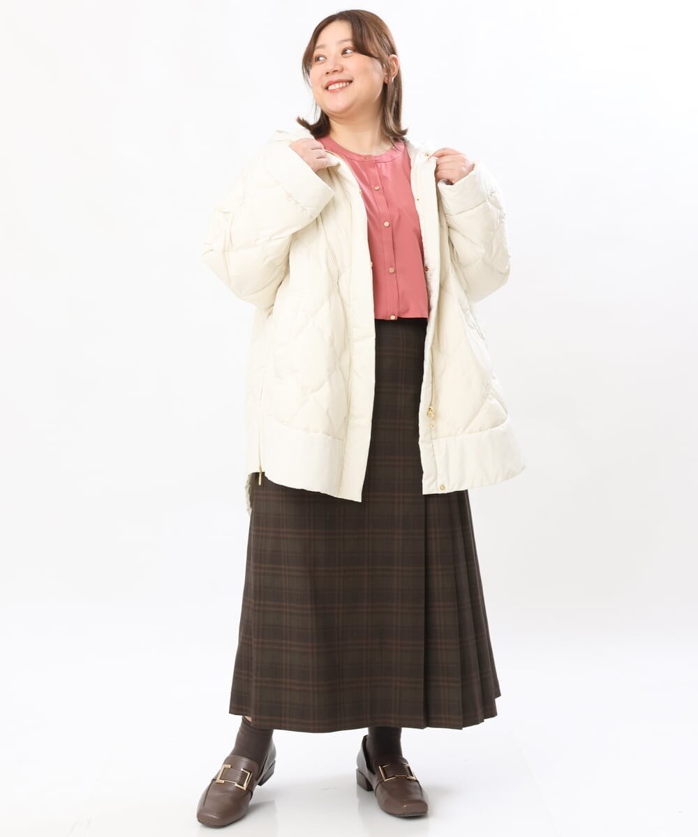 OLJLS02269 eur3(エウルキューブ) 【大きいサイズ】ライトダウンポンチョ アイボリー(80)