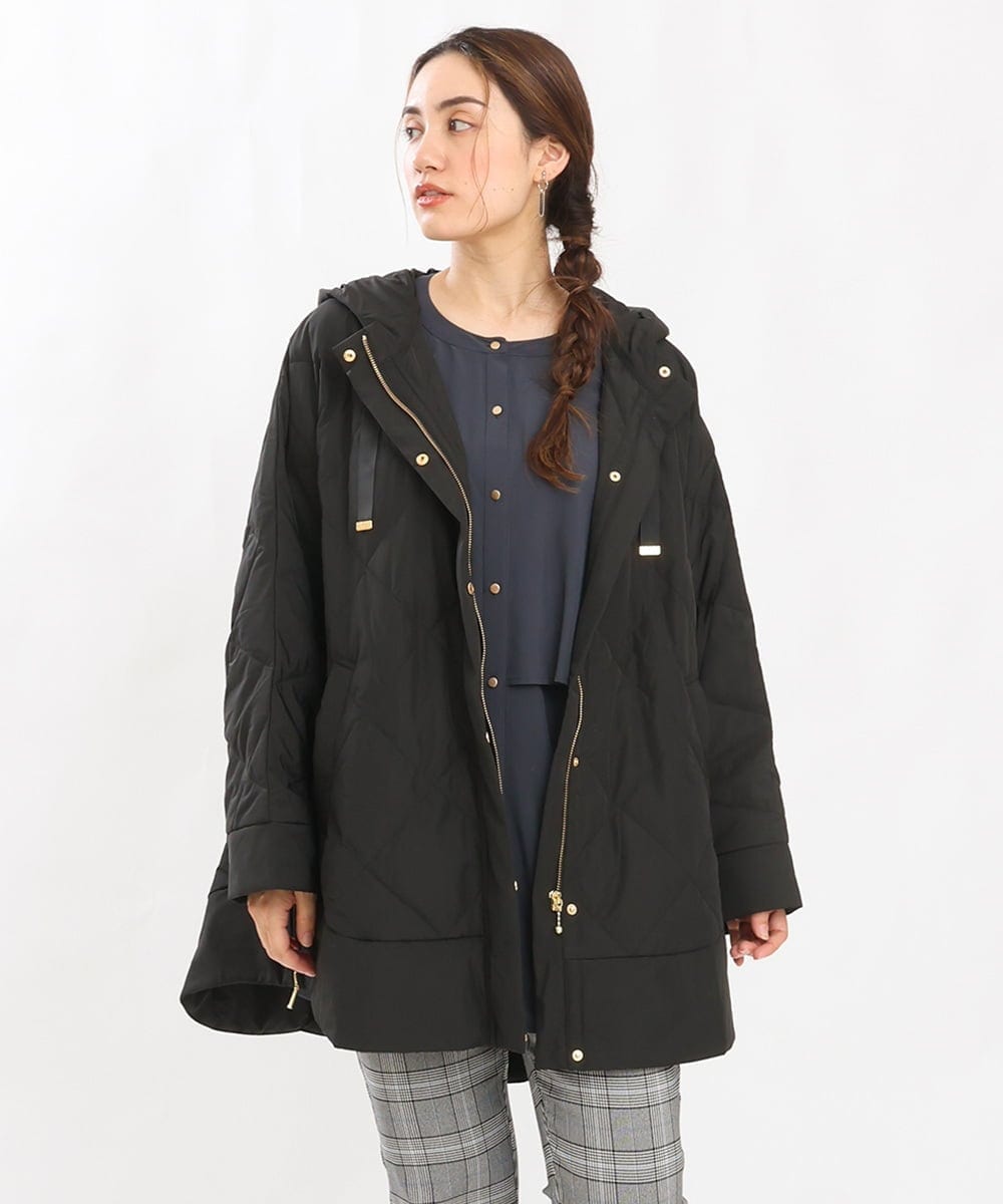 OLJLS02269 eur3(エウルキューブ) 【大きいサイズ】ライトダウンポンチョ ブラック(94)