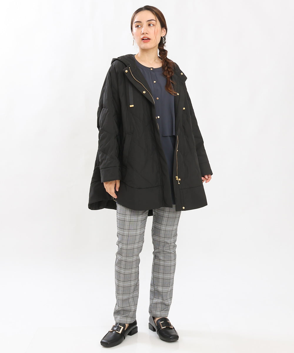 OLJLS02269 eur3(エウルキューブ) 【大きいサイズ】ライトダウンポンチョ ブラック(94)